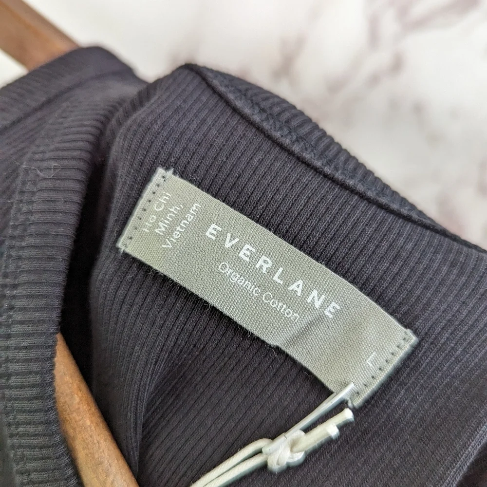 Everlane Tank Top Black The Rib Cutaway Organic Cotton High Neck - Picture 4 of 11